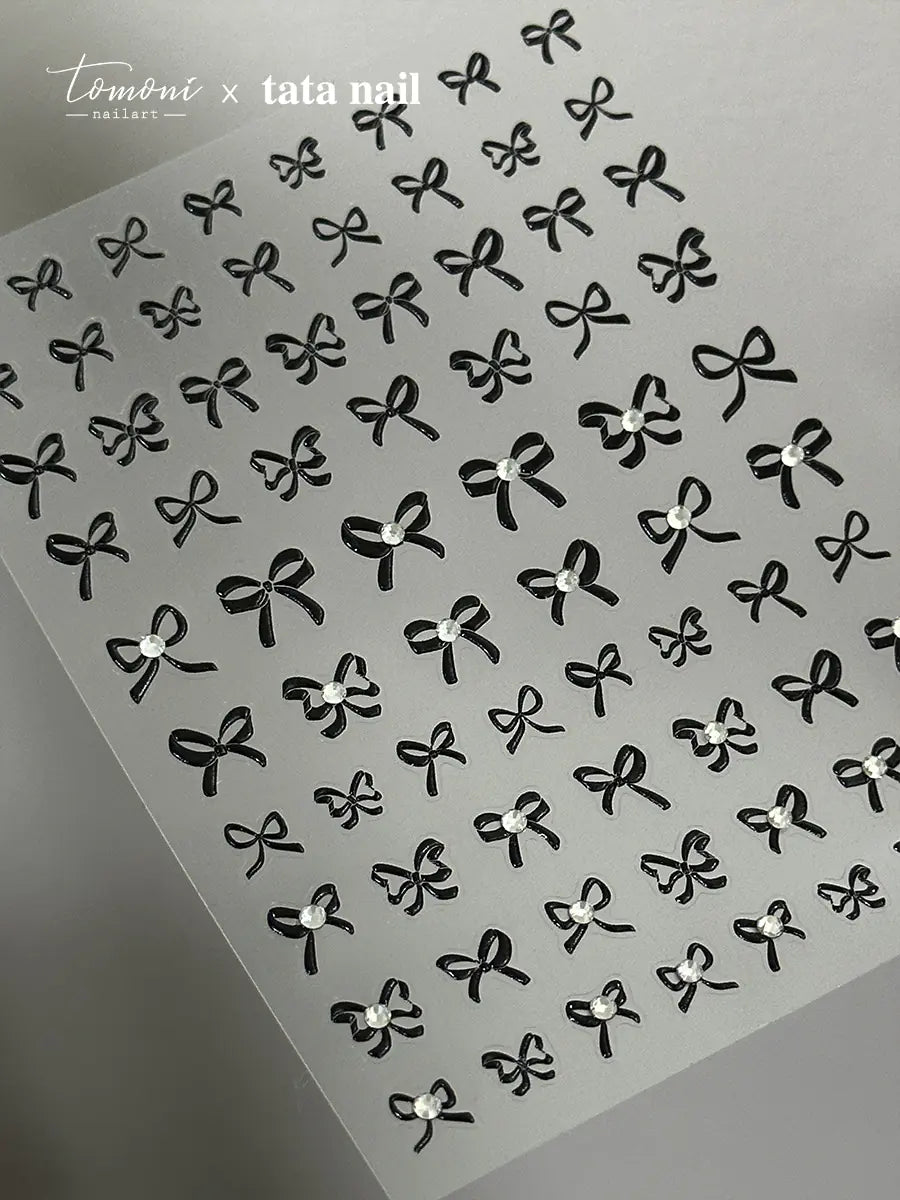 Elegant Crystal Bow Nail Decals