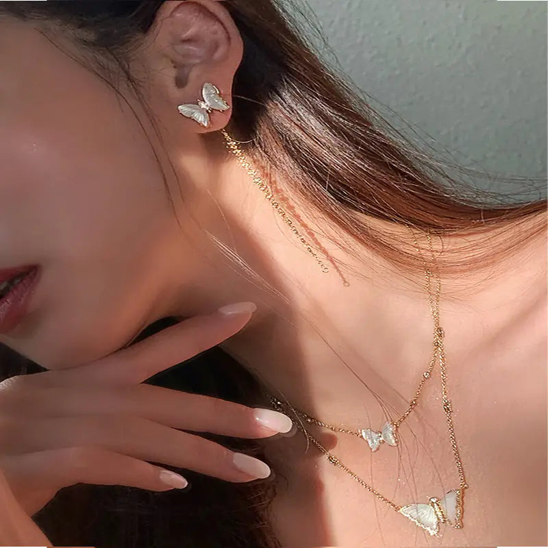 Luxury Vintage Butterfly Necklace & Earring Set