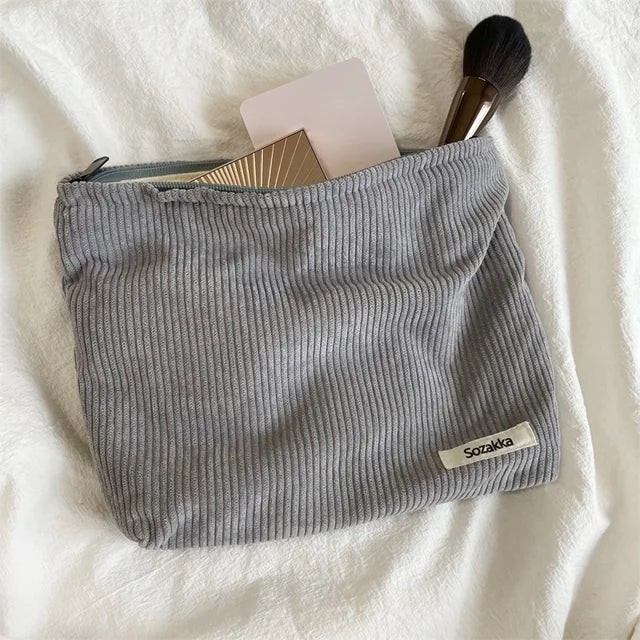 Corduroy Makeup Organizer Pouch