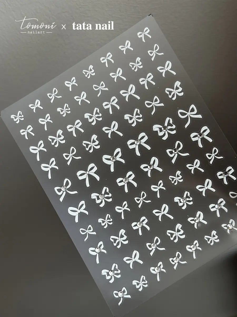 Elegant Crystal Bow Nail Decals
