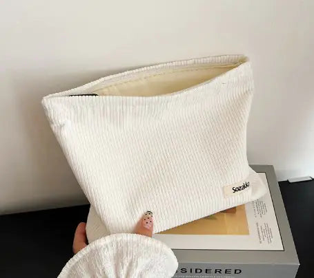 Corduroy Makeup Organizer Pouch